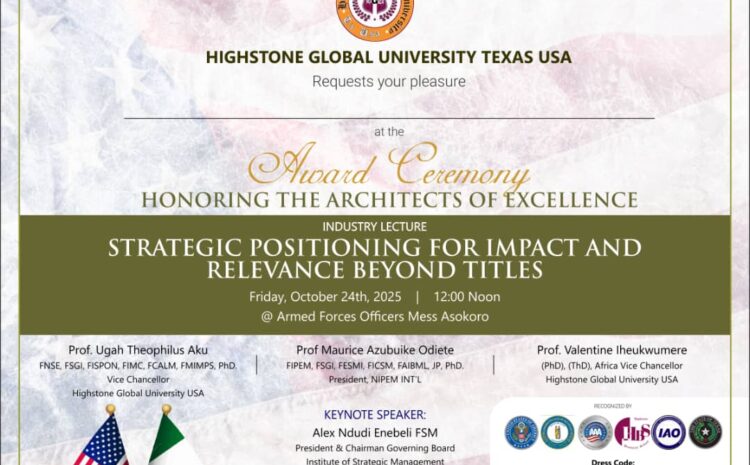  Highstone Global University Hosts 2025 Award Ceremony & Industry Lecture in Abuja